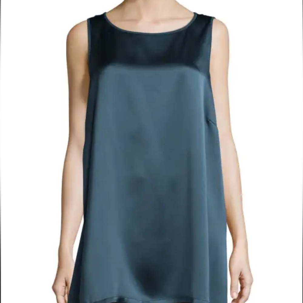 Eileen Fisher Slate Blue Satin Tank Top